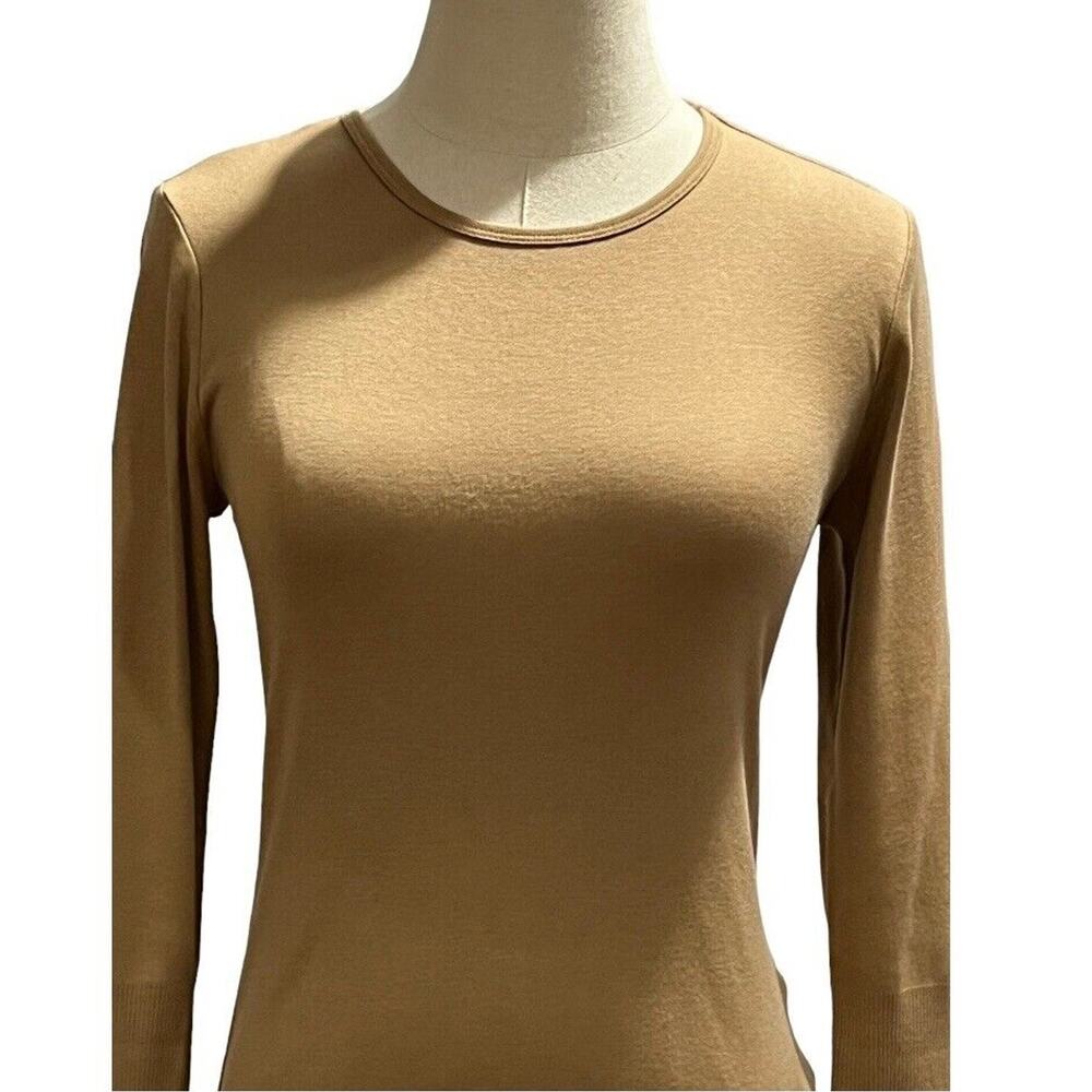 Ralph Lauren Black Label Tan Beige Cotton Long Sleeve Thin Sweater Sz Med